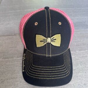 Black and Pink Trucker Hat with Bow Design